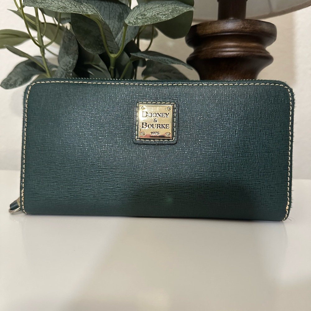 Dooney & Bourke Teal Wallet with Gold Logo